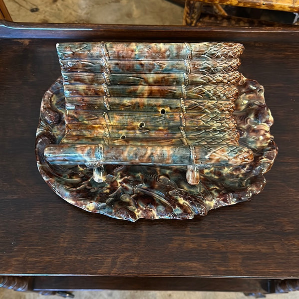 Majolica Asparagus Cradle and Platter