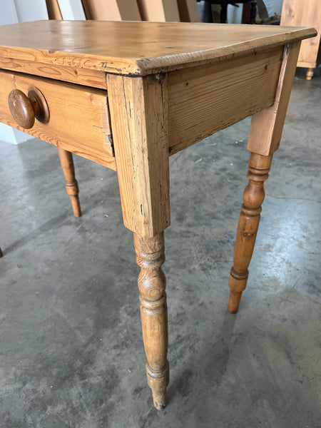 Narrow English Pine Table with Turned Legs