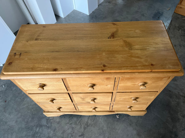 Narrow Pine Bank of Drawers