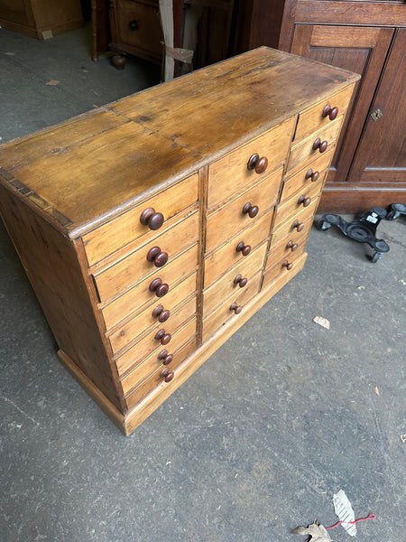 English Pine Bank of Drawers