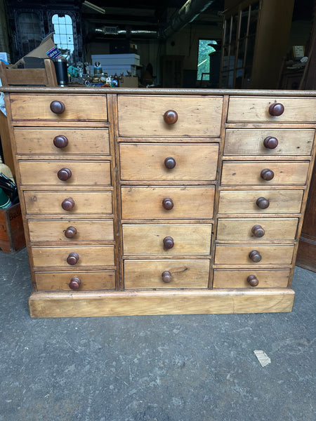 English Pine Bank of Drawers
