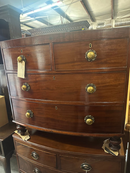 Stunning Mahogany Bow Front Chest with Fabulous Pulls