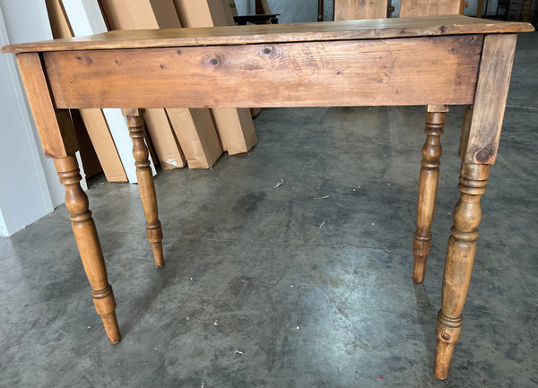 Narrow English Pine Table with Turned Legs
