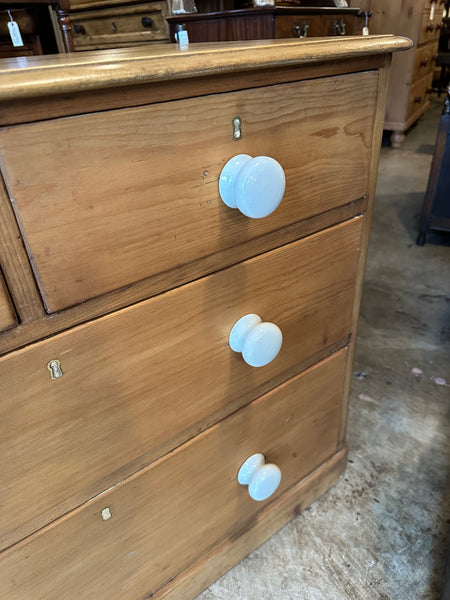 English Pine Chest with Pot Knobs