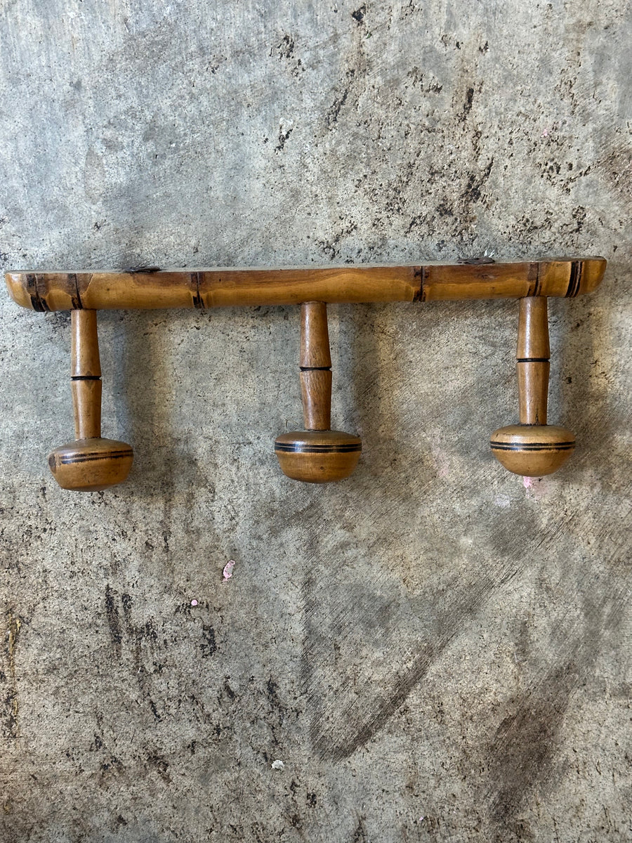 French Faux Bamboo Coat Rack, 3-Hooks – McIntosh Cottage Antiques