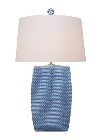 Blue and White Porcelain Square Lamp, Fishscale