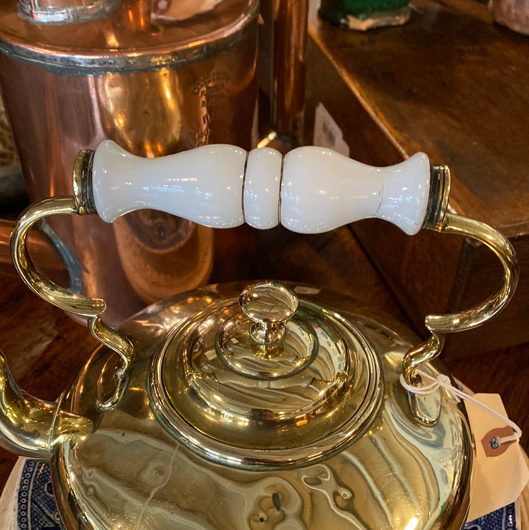 English Brass Teapot - Unusual Shape – McIntosh Cottage Antiques