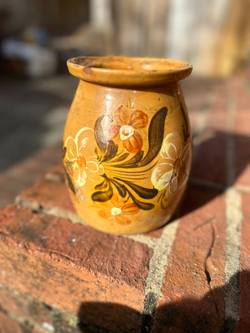 Pale Orange Pyrenees Jug with White and Green Floral Design