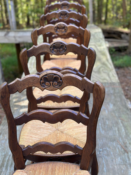 Set of 6 French Ladder Back Chairs