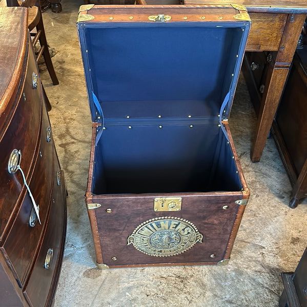 Brass Bound Leather Trunk