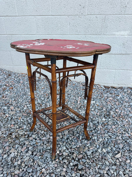 Bamboo Table with Red Top