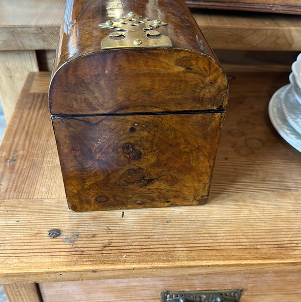 Victorian Burr Walnut and Brass Tea Caddy