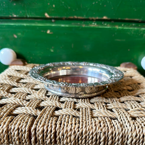 Silver Plate and Wood Wine Bottle Coaster