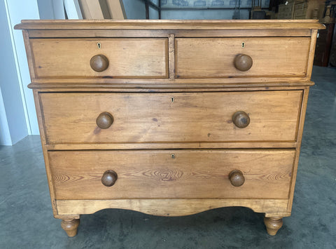 Pine Chest with Band of Molding and Scalloped Apron