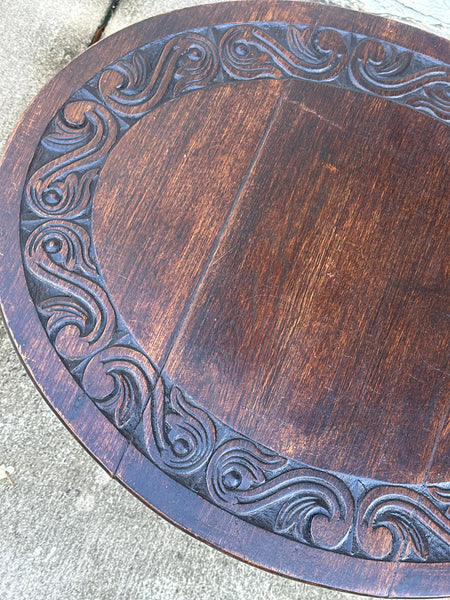 Carved Oak Occasional Table