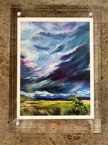 "Dino Landscape" by Angela Zokan, Acrylic Framed Print