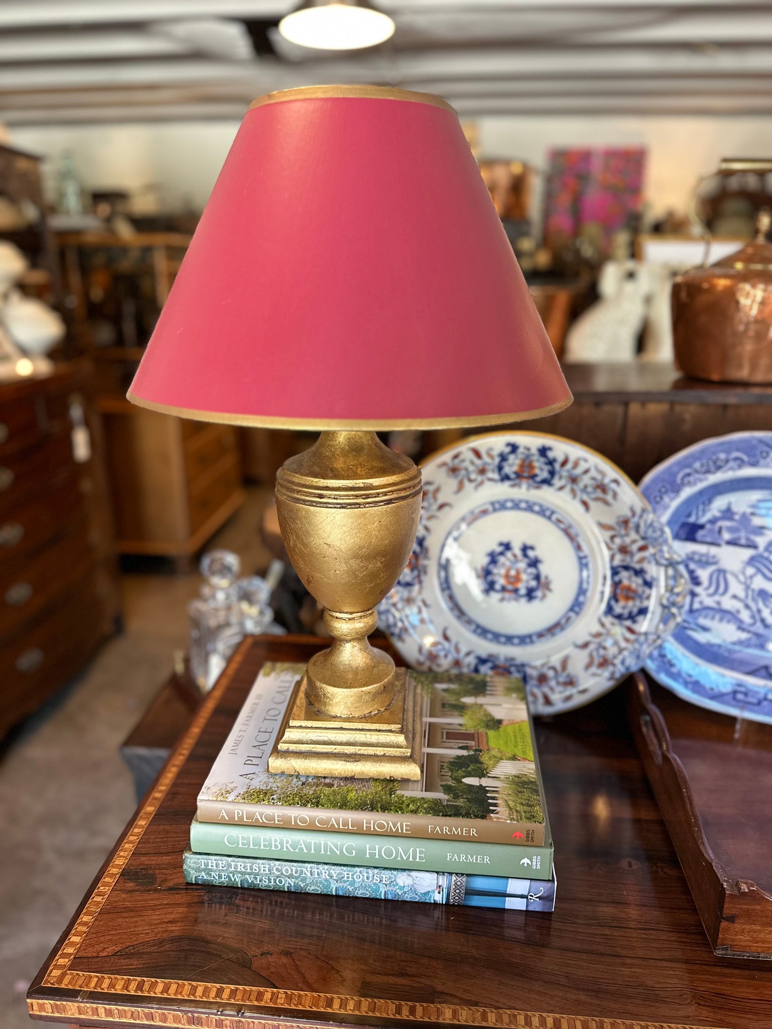 Gold Leaf Lamp with Tuxedo Shade