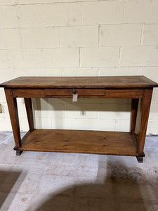 French Scrubbed Pine 2-Tier Serving Table with Drawer