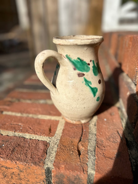 Small White Pyrenees Jug with Brown and Green