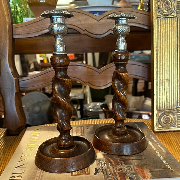 Pair of Barley Twist Candlesticks