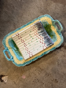 French 19th Century Barbotine Asparagus Platter