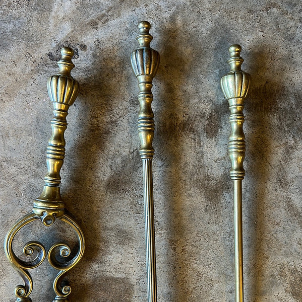 Set of Three Brass Fire Tools