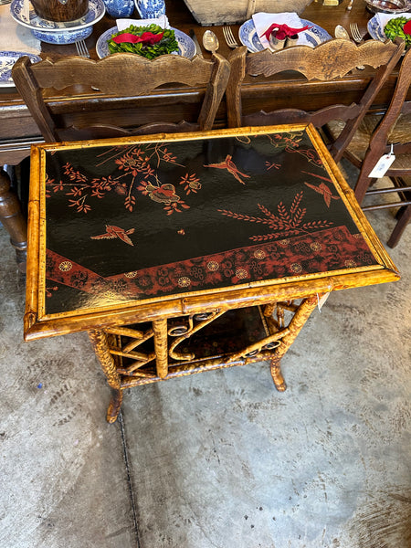 Bamboo Table with Ornate Base