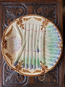 Asparagus Plate, Brown Detailed Edge