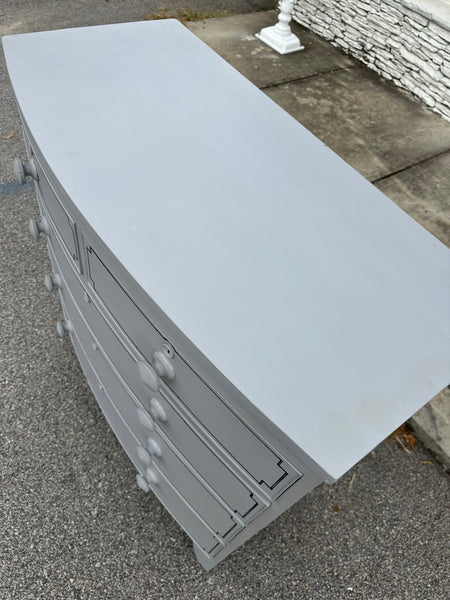 Painted and Lined Mahogany Bow Front Chest