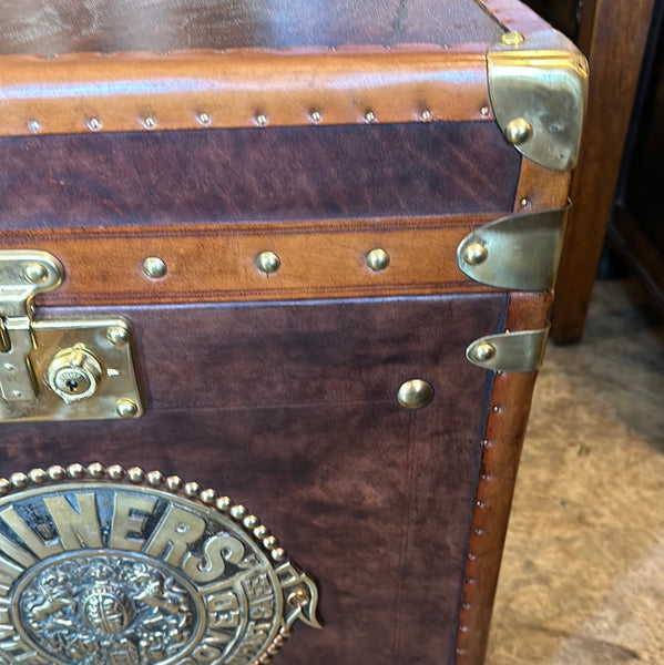 Brass Bound Leather Trunk