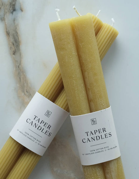Fluted Taper Candle Pair, Martini Olive