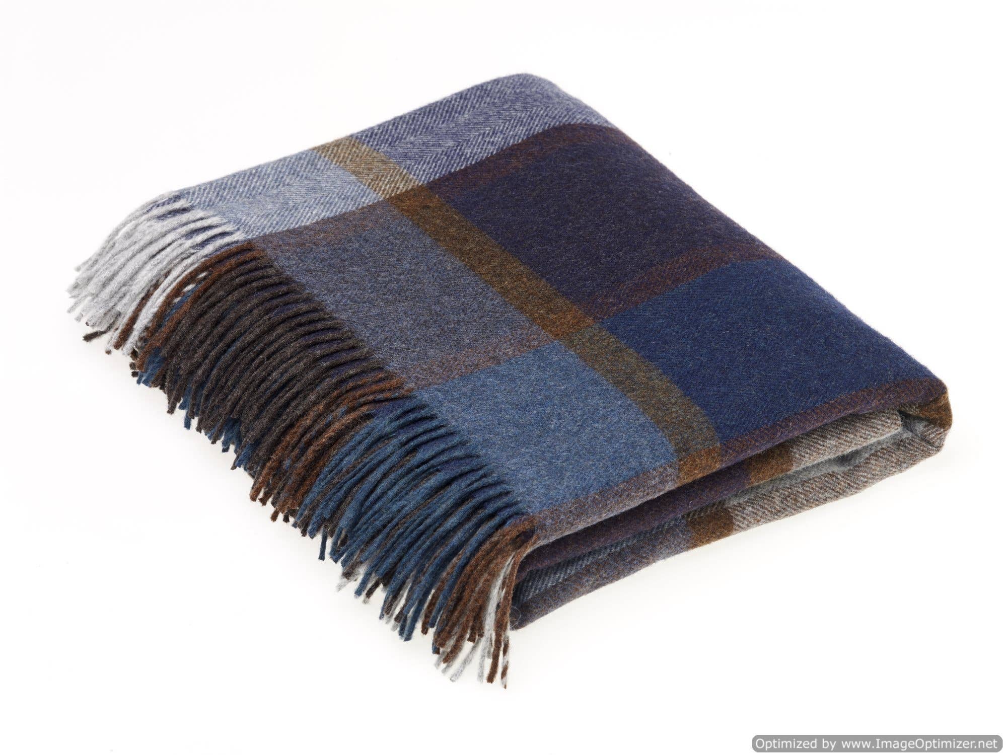 Merino Lambswool Throw Blanket - Pateley Blue - Made in England - Bronte by Moon: Pateley Blue