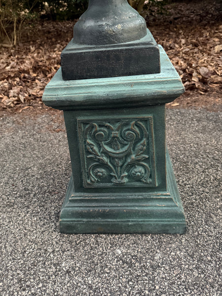 Cast Iron Urn with Handles on Plinth