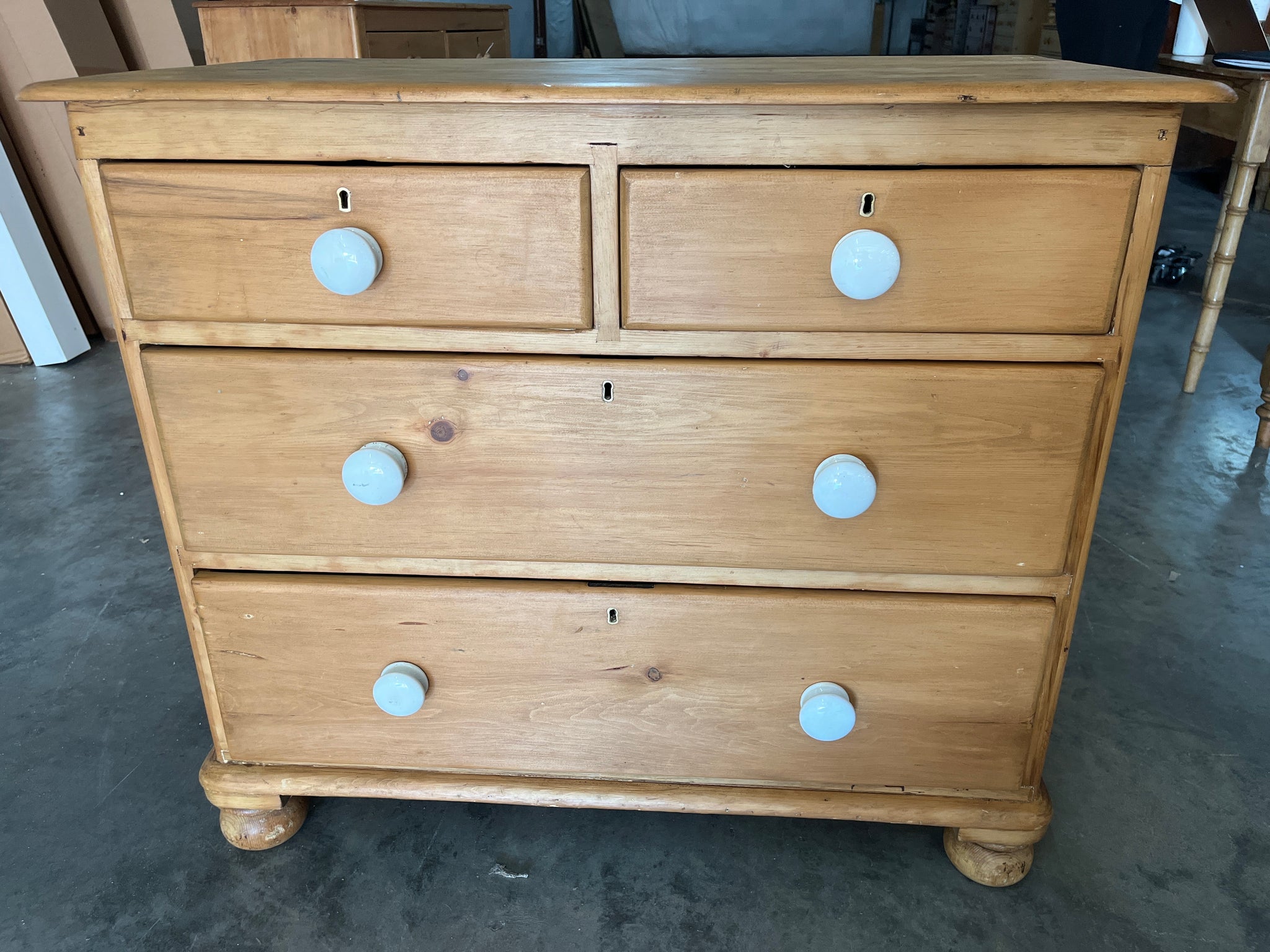 English Pine Chest with Pot Knobs