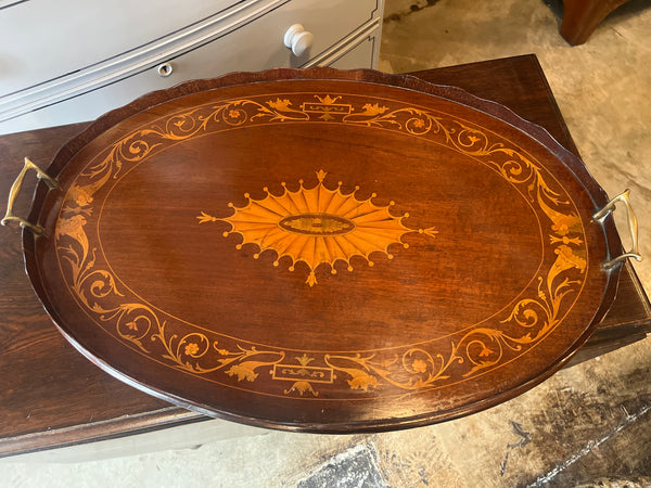 Mahogany Oval Tray with Inlay