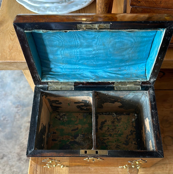 Victorian Burr Walnut and Brass Tea Caddy