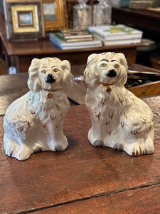 Pair of Very Small White Staffordshire Dogs