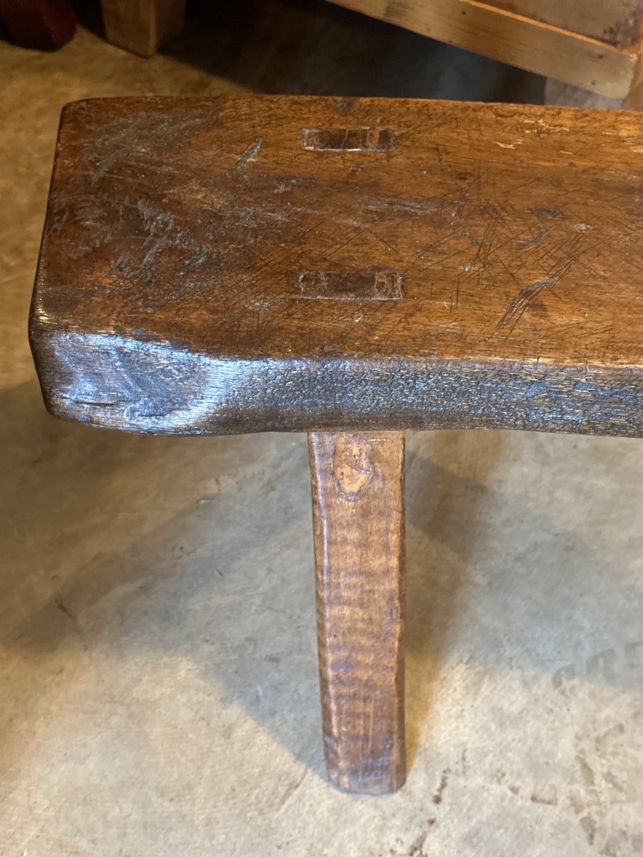 Rustic Curved Oak Bench – McIntosh Cottage Antiques