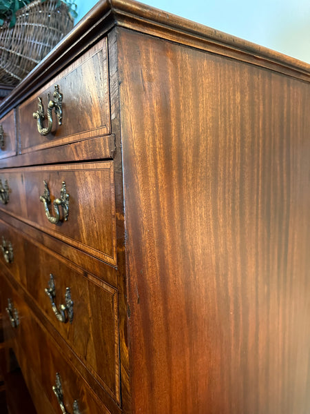 Mahogany Chest with Burl Walnut Inlay and Crossbanding