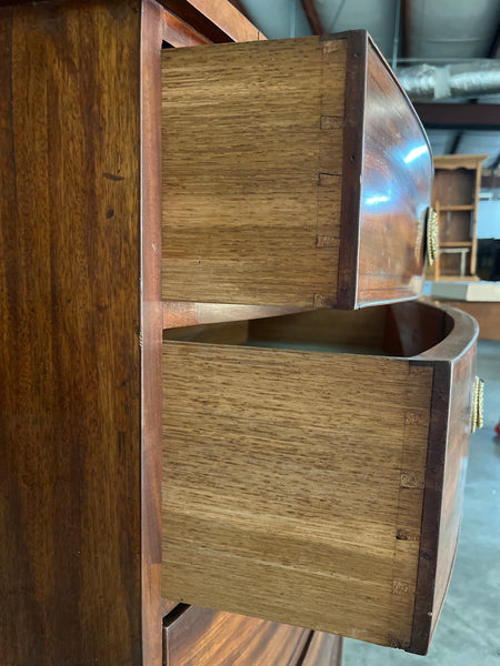 Mahogany Bow Front Chest with Oval Brass Pulls