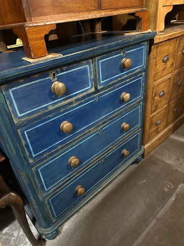 Painted and Lined Chest, Deep Blue