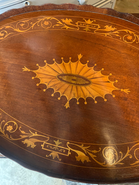 Mahogany Oval Tray with Inlay