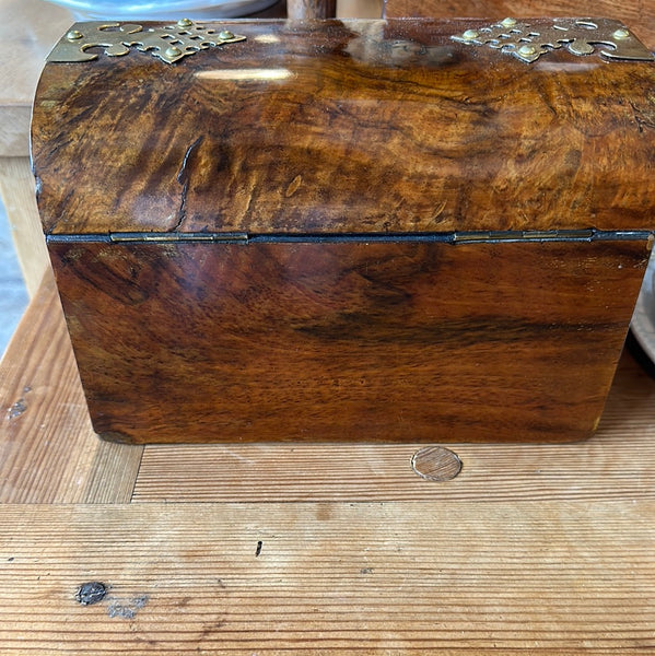 Victorian Burr Walnut and Brass Tea Caddy