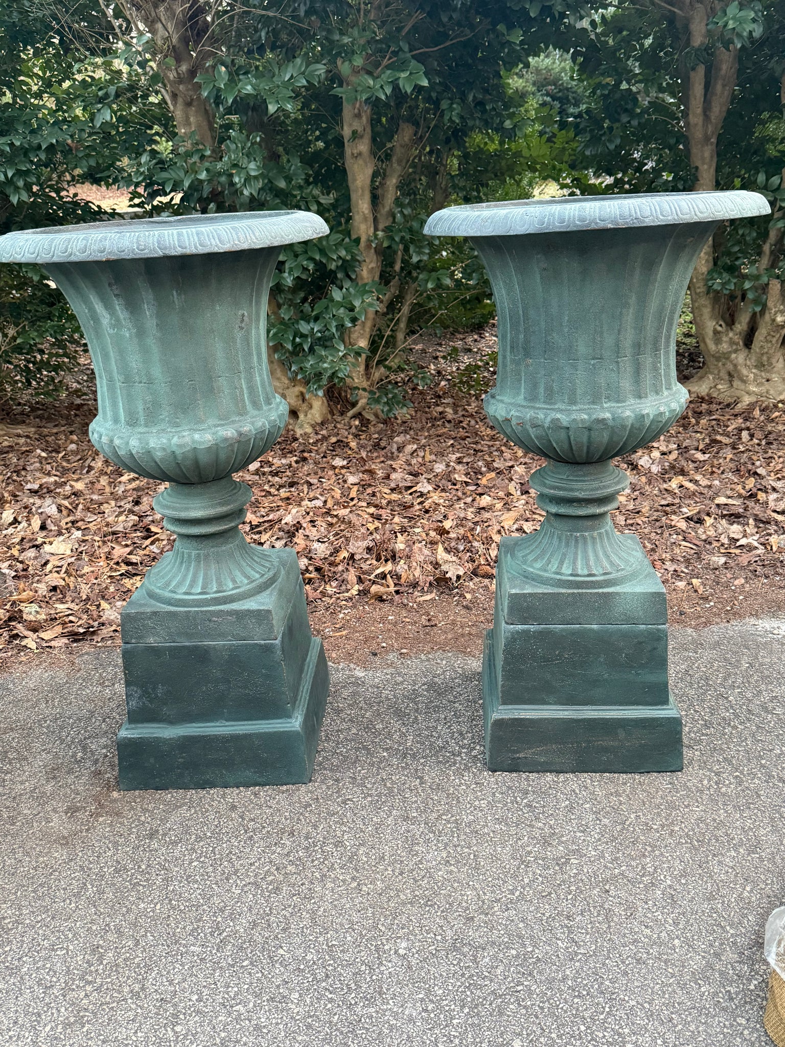 Fluted Urn on Plinth