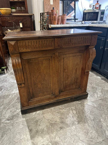 French Paneled Oak Reception Counter with Drawer