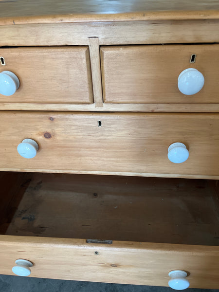 English Pine Chest with Pot Knobs