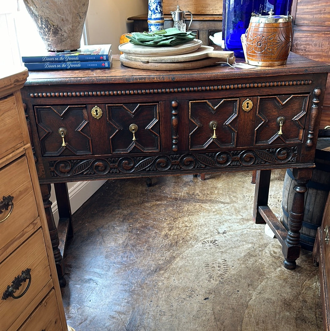 Victorian Moulded Oak 2-Drawer Base