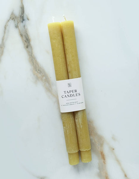 Fluted Taper Candle Pair, Martini Olive