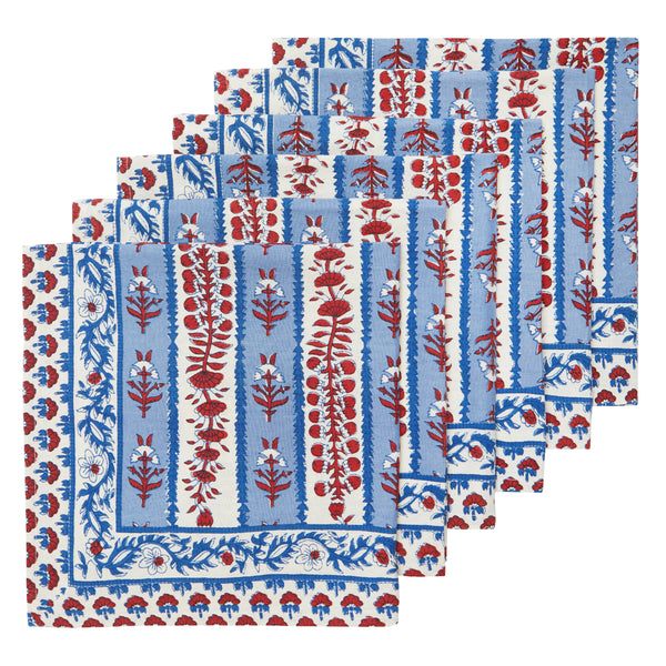 Avignon Napkins Red & Blue Set of 6