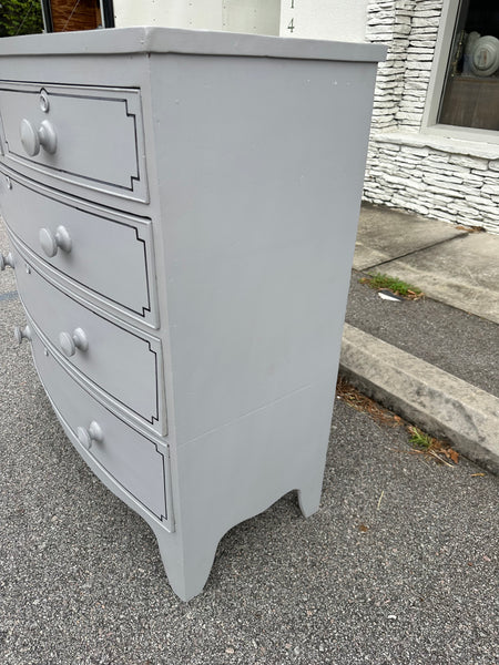 Painted and Lined Mahogany Bow Front Chest